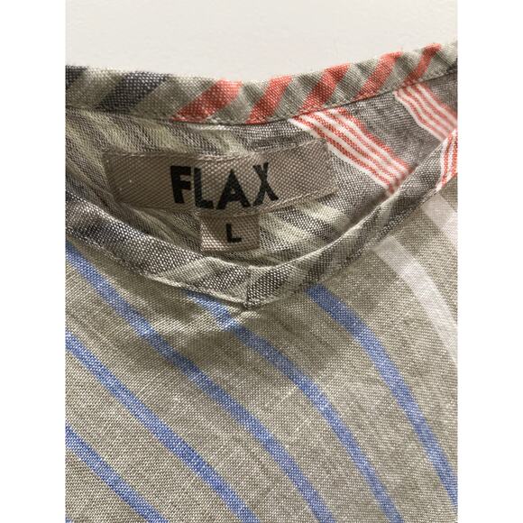 Flax 100% Linen Striped Tank Mini Dress Sz L - Picture 5 of 6